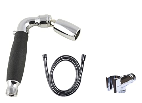 High Sierra's Solid Metal Handheld Shower Head Kit with Slip-Free Grip. Includes All Metal Handheld Shower Head, Trickle Valve, Hose with Silicone Inner Tube, and Holder. Low Flow 1.5 GPM. Chrome