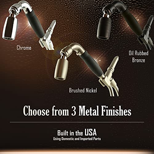 High Sierra's Solid Metal Handheld Shower Head Kit with Slip-Free Grip. Includes All Metal Handheld Shower Head, Trickle Valve, Hose with Silicone Inner Tube, and Holder. Low Flow 1.5 GPM. Chrome